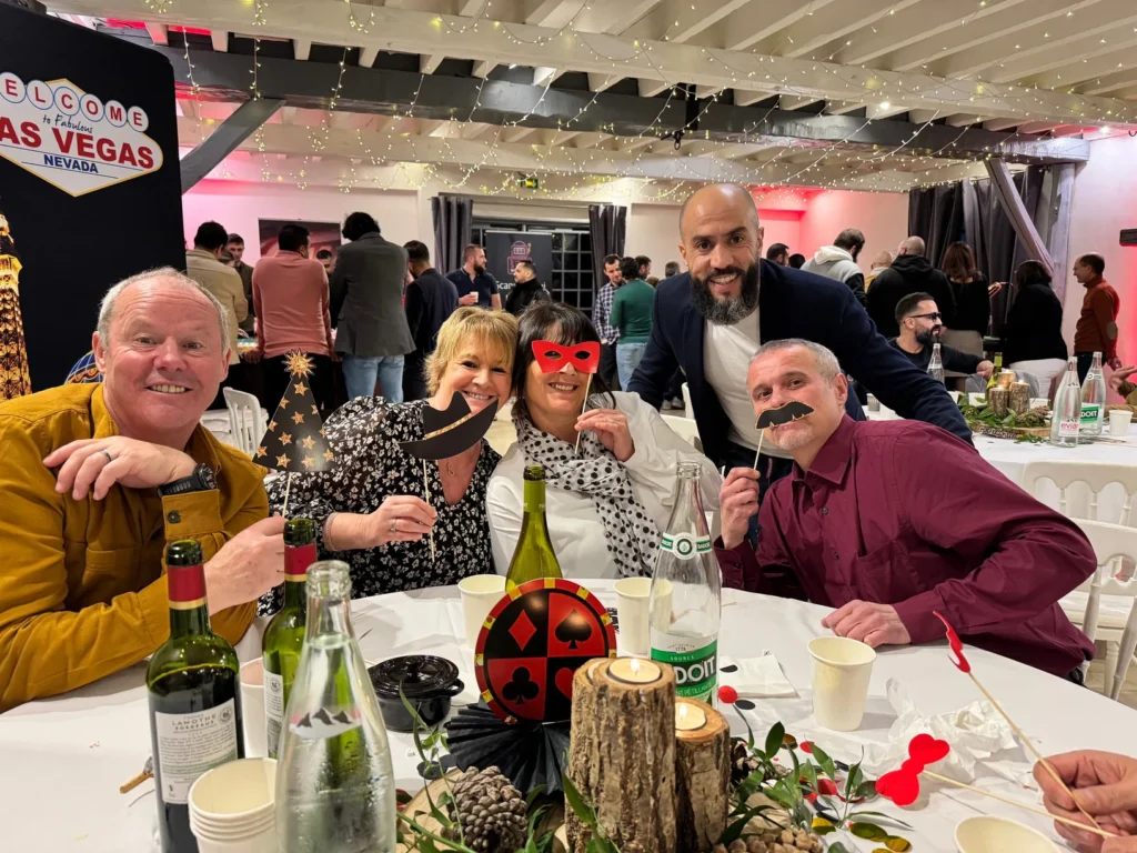 Fête de fin d'année sur le thème casino Las Vegas, accessoires photobooth — Fontainebleau